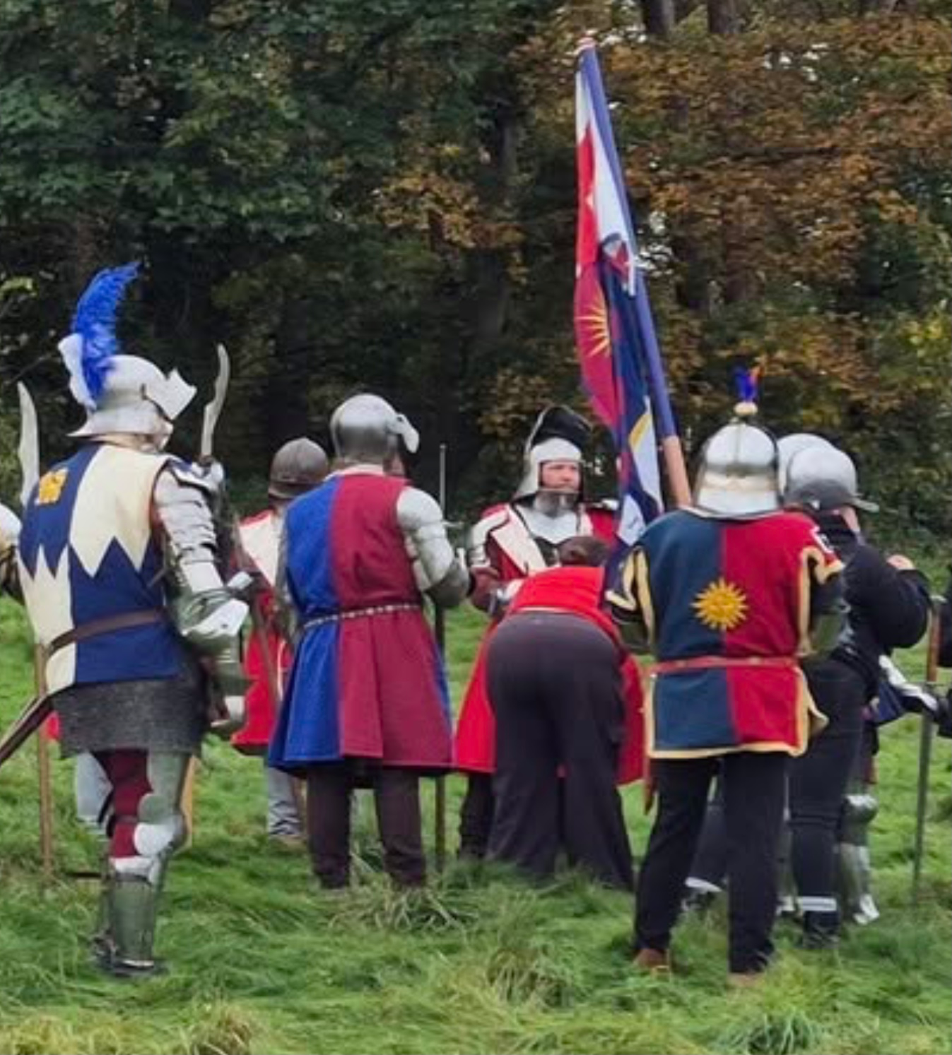 A group of medieval knights in armour