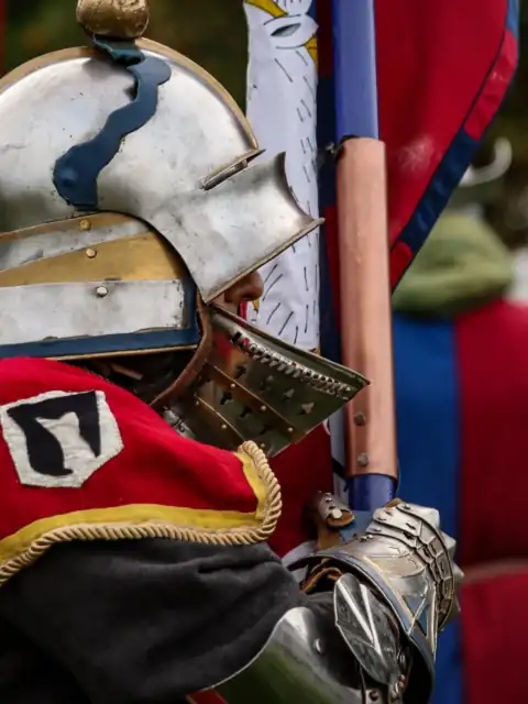 Sir John Donne in armour side view