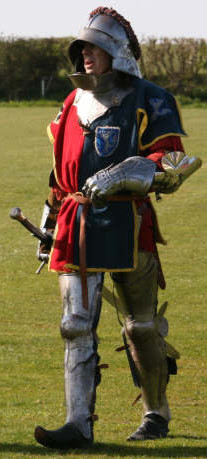 Man in suit of armour walking